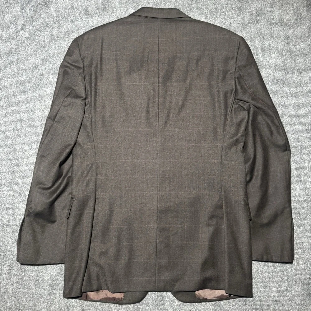 Gianluca Isaia Napoli 100% Wool Brown Windowpane Plaid Sport Coat Blazer Cary 52